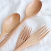 2PCS Natural Cereal Rice Utensil Soups Tableware Spoon Fork Dinnerware Sets