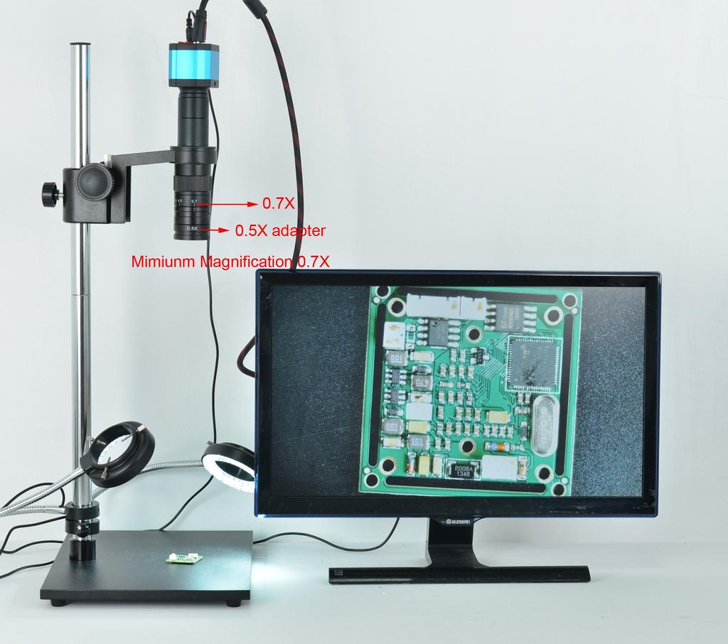 HAYEAR Регулируемое увеличение 180X Zoom 25 мм объектив Промышленный адаптер Микроскоп Камера Окуляр Увеличитель C-Mount 4.5X