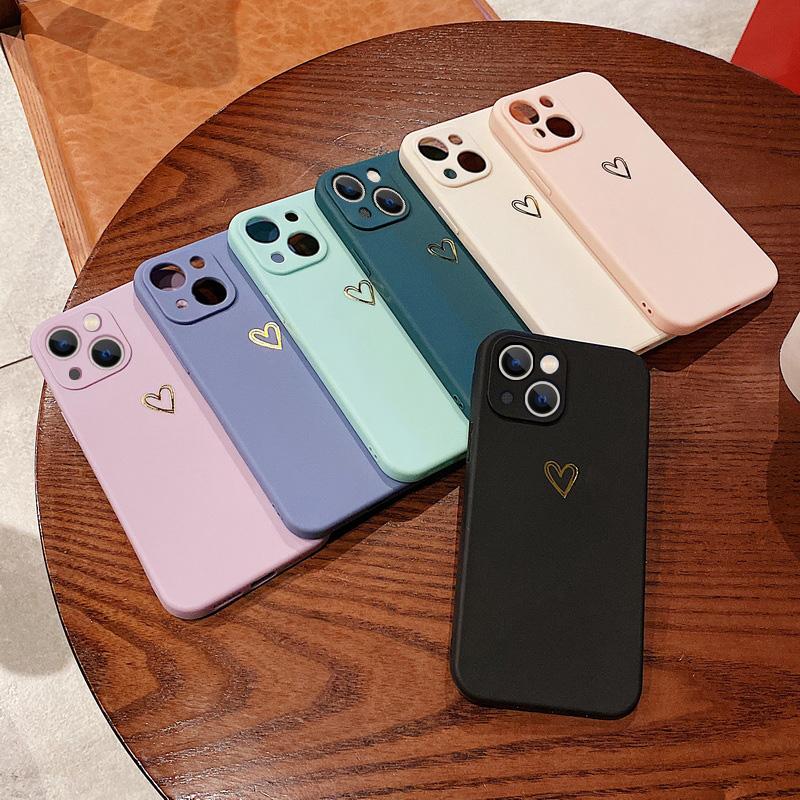 Candy Color Love Heart Case For iPhone 16 Pro Max 15 Pro 14 13 12 11 X XR XS Max 7 8 Plus Shockproof Silicone Phone Case