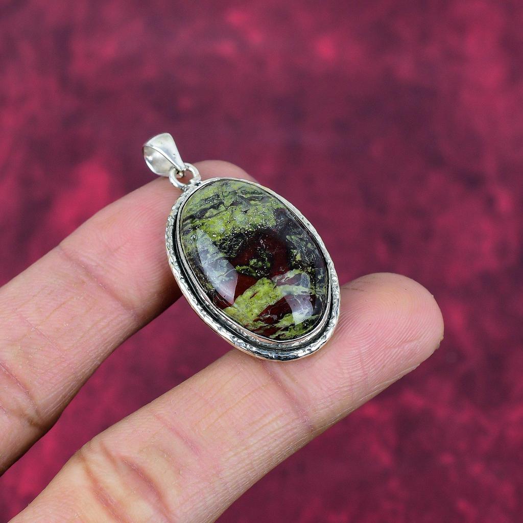 Dragon Bloodstone Jewelry, Handmade Gemstone Pendant, 925 Solid Sterling Silver Pendant Antique Jewelry, For Engagement Gift