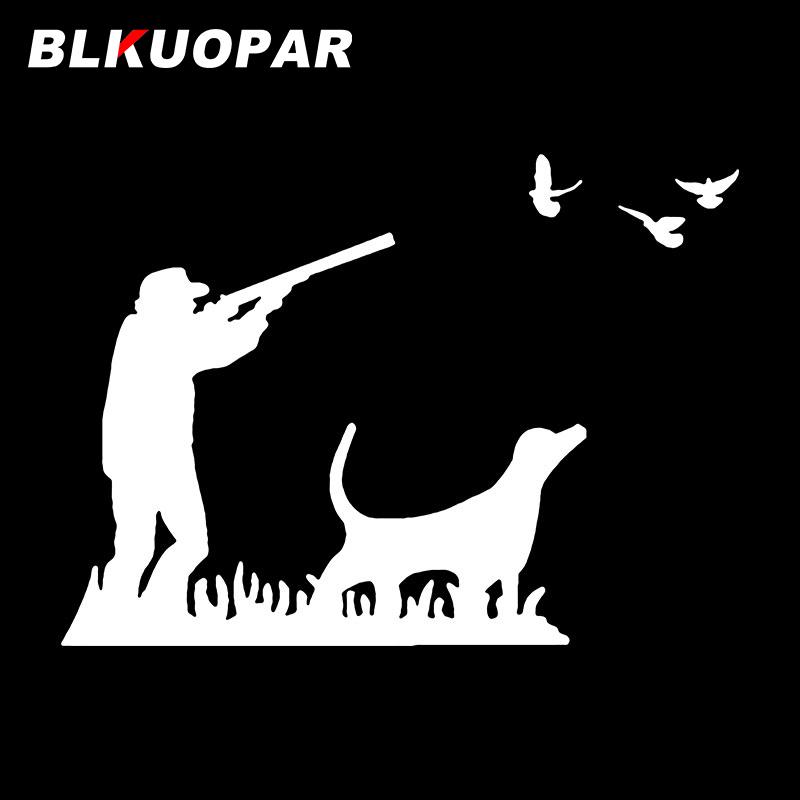 BLKUOPAR Забавная охота на голубей с собакой Наклейки на автомобиль Наклейки с индивидуальностью Силуэт Высечка Продвинутая водостойкая виниловая пленка для автомобиля
