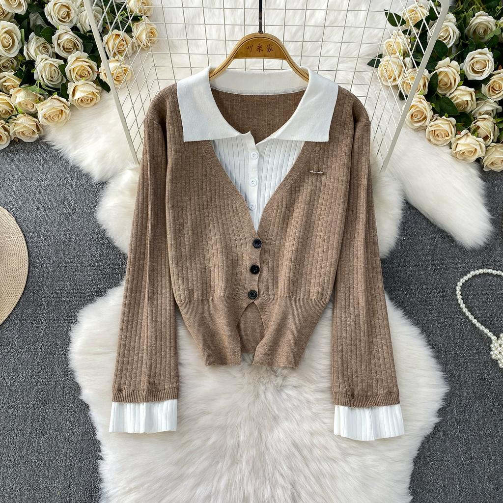 Autumn Winter Women Casual Knitted Sweater Two Piece Set Polo Collar Single Breasted Cardigans Tops and Long Maxi Skirt Suit