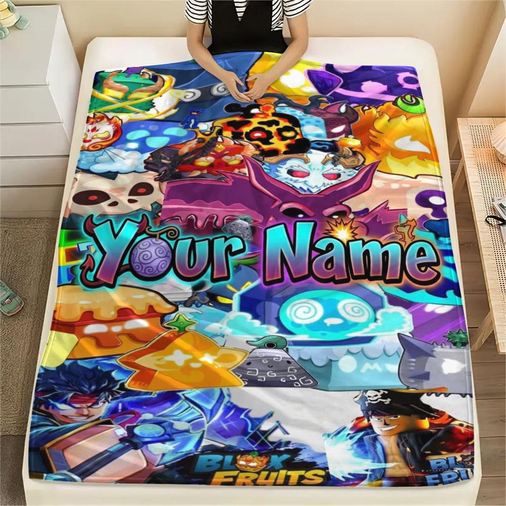 1PC Bloody Fruits Adventure Custom Name Patterned Flannel Blanket Suitable For All Seasons For Home Decor Warmth And Comfort Gifts Holiday Present
