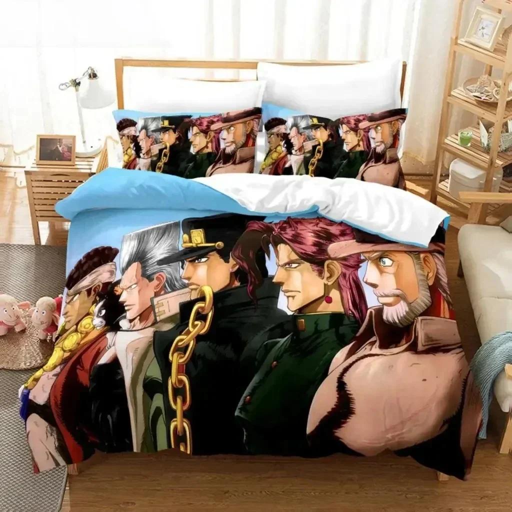 3D Аниме JoJo Bizarre Adventure Джотаро Куджо Комплект постельного белья с принтом, наволочка, пододеяльник, мягкое, размер Квин, Кинг, постельное белье для дома