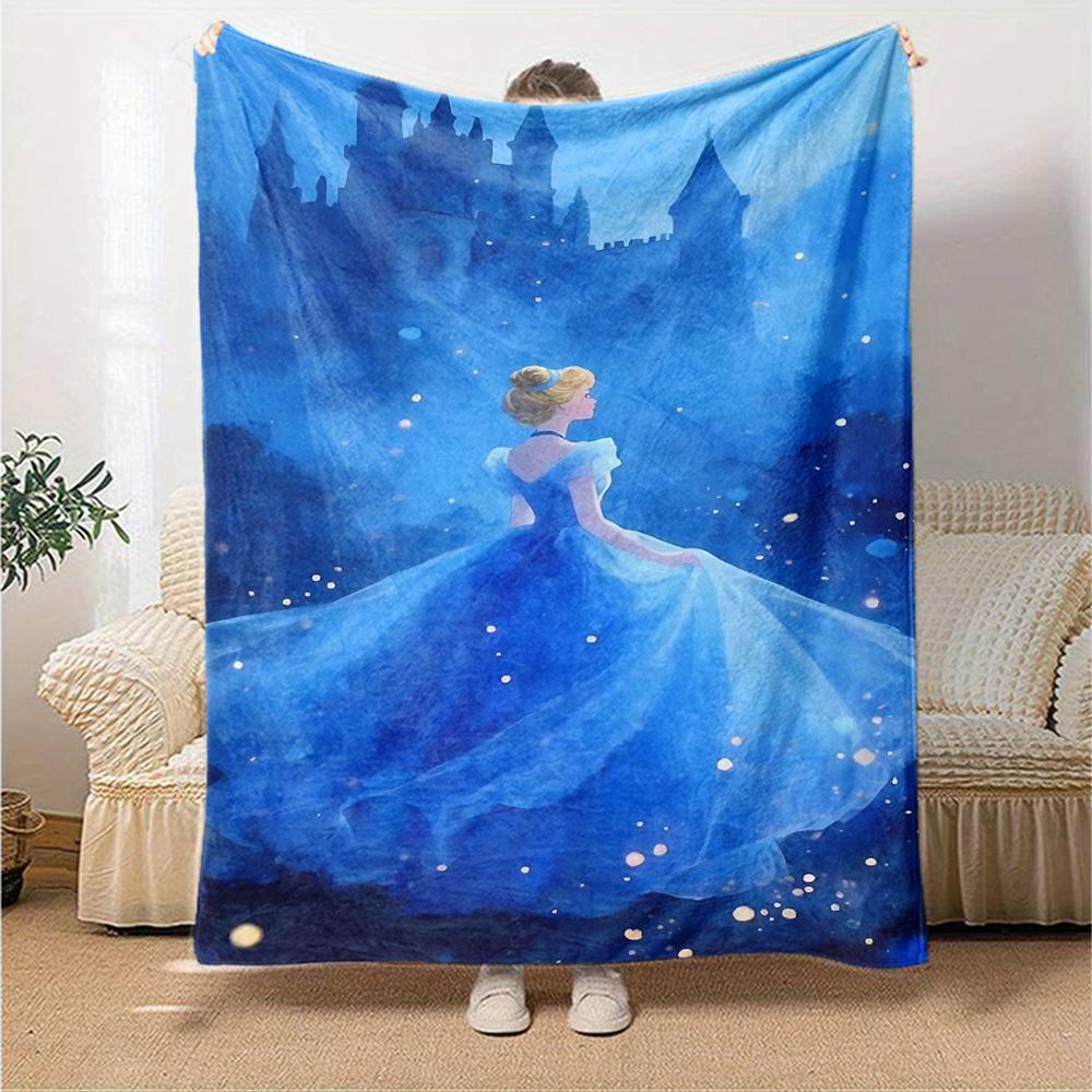 1pc castle blue blanket Lightweight Flannel Throw for Sofa Bed Travel Camping Livingroom Office Couch Chair