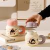 Милая керамическая чашка с крышкой, кружка, сувенир, бытовая будуарная чашка для воды, подарок с медом, офисная кофейная чашка