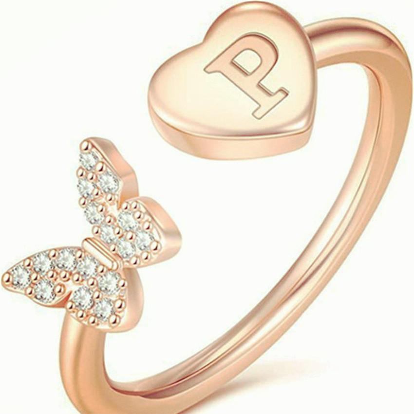 Цвет желтого золота 26 английских букв Love Heart CZ циркон открывающиеся кольца в стиле бабочки регулируемые кольца ювелирные изделия