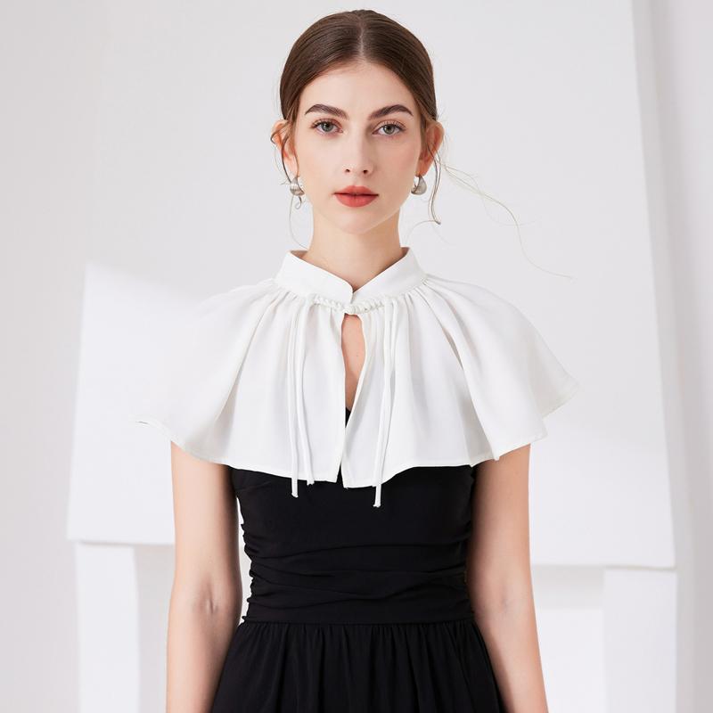Elegant Pleated Lapel Fake Collar Shawl Decoration Collar Blouse Shoulder Removable Collar Sweater False Collar Top Neckwear