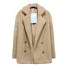 Women's Winter Casual Padded Thickened Suit Collar Button Lambswool Jacket Cardigan