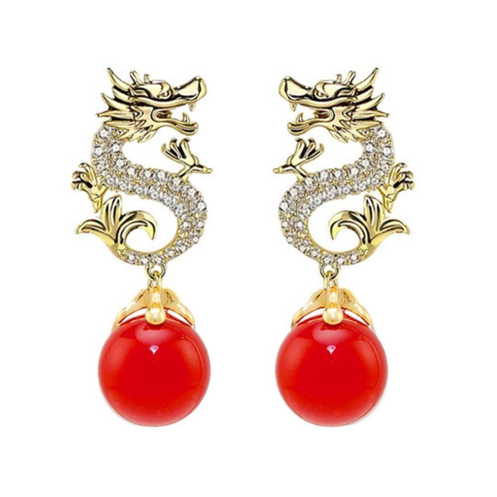 Висячие серьги с драконом зодиака, новогодние серьги китайского зодиака, висячие серьги с драконом из бисера, женские серьги