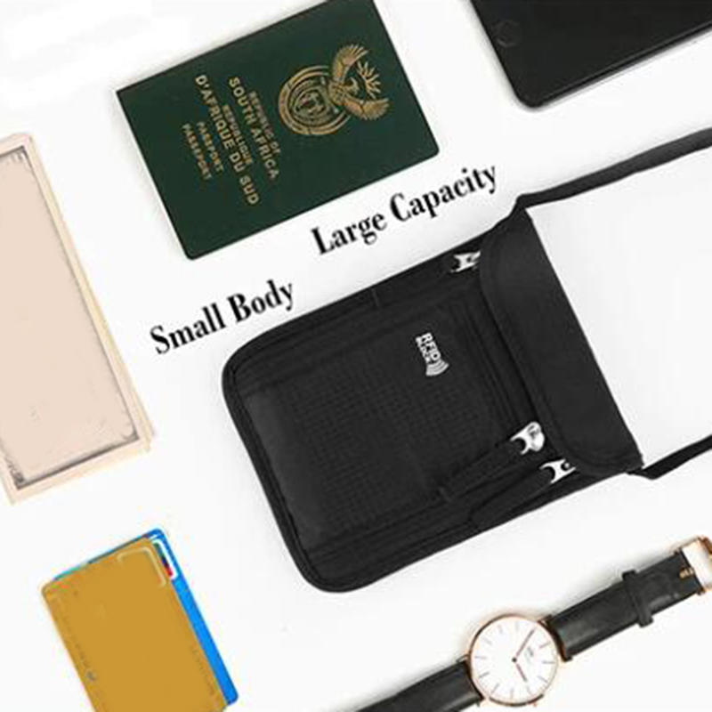 Портативная нейлоновая RFID сумка для паспорта и ID, многокарманный дорожный кошелек-пауч на шею, водонепроницаемый многофункциональный держатель для ID и кредитных карт, чехол для документов