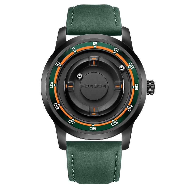 FOXBOX Magnetic Levitation Men's Watch Glassless Waterproof Black Tech Fashion Creative Wristwatch Black