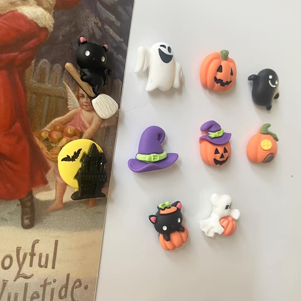 10Pcs Mini Halloween Cartoon Pumpkin Resin Refrigerator Magnets for Home Decor Cute Magnets