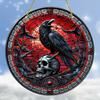 Crow Suncatcher 8"x8" - красочное искусство черепа для окон и стен, идеально подходит для любого сезона, декор крыльца и сада, идеальный подарок, украшения на Хэллоуин