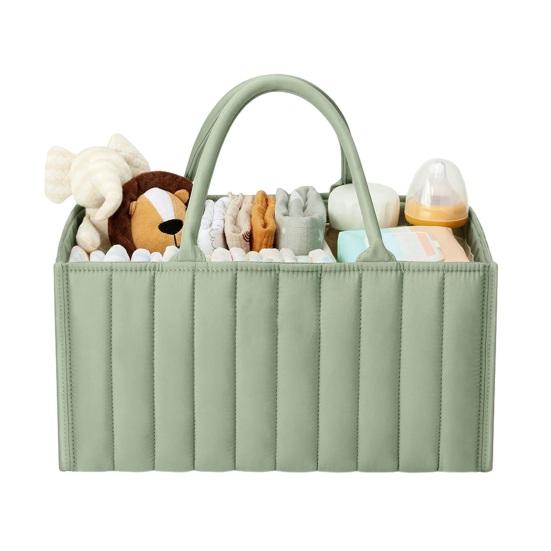 Цветочная стеганая сумка для подгузников Тканевая корзина для хранения Цветочный органайзер для детских подгузников с ручками и съемными перегородками для детской комнаты, автомобиля, спальни