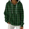 Women's Fashion Casual Plaid Print Pullover Long-Sleeve Hooded Sweatshirt