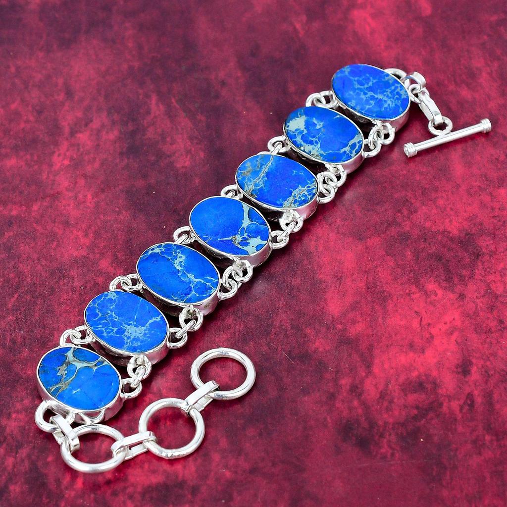 Браслет Blue Sea Sediment с драгоценными камнями, 925 пробы, регулируемый браслет-цепочка из чистого серебра, подарок для женщин, ожерелье ручной работы