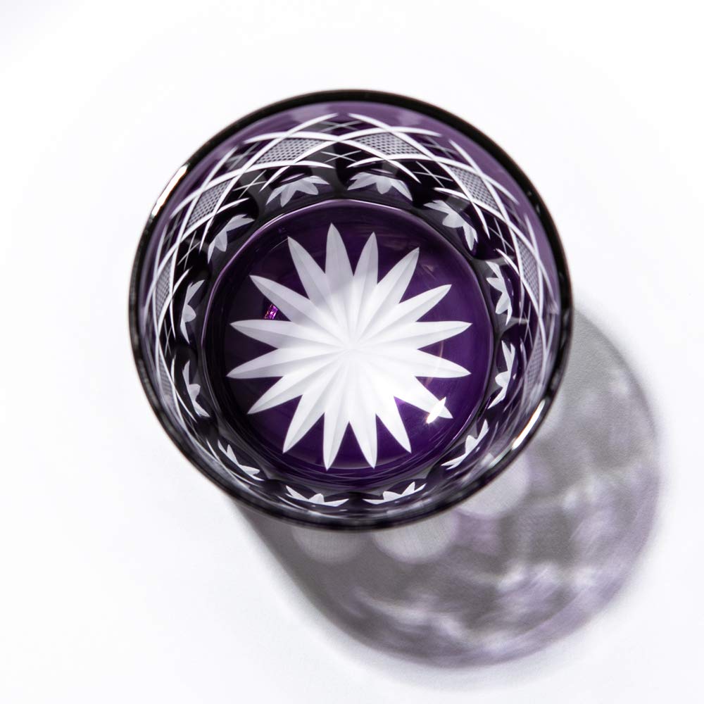 Kobo Edo Kiriko Yarai Fish Crest Old Glass TB90415M Деревянная коробка Сделано в Японии [Taimuro Official] (Эдо Пурпурный)