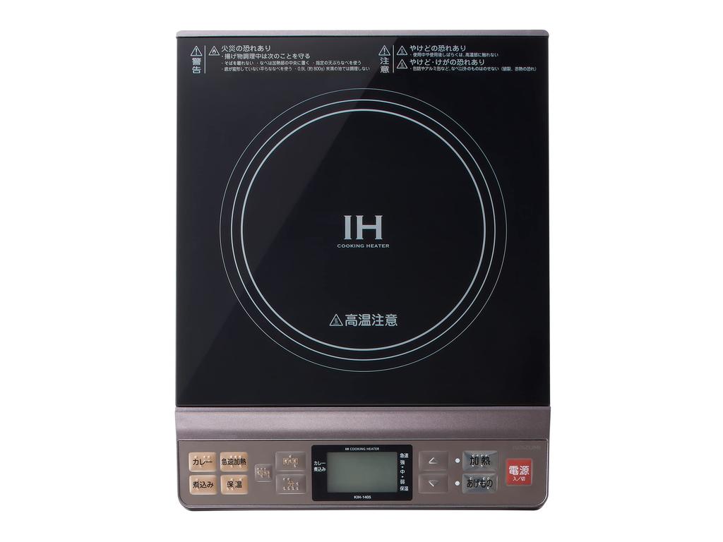 Koizumi IH Cooking Heater Tabletop 1400W 6 Heating Adjustment Levels 7 Fried Food Adjustment Levels Glass Top Greige KIH-1405/H