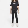 Nike Футболка Dri-FIT с цветными блоками, логотипом и оборкой по низу, с круглым вырезом и короткими рукавами, детские топы, черная DQ4392-010