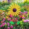 Yousheng Sunflower Wind Spinner Garden Decoration Metal Sunflower Ornament 3D Standing Flower Spinner with Spike for Yard Patio Lawn