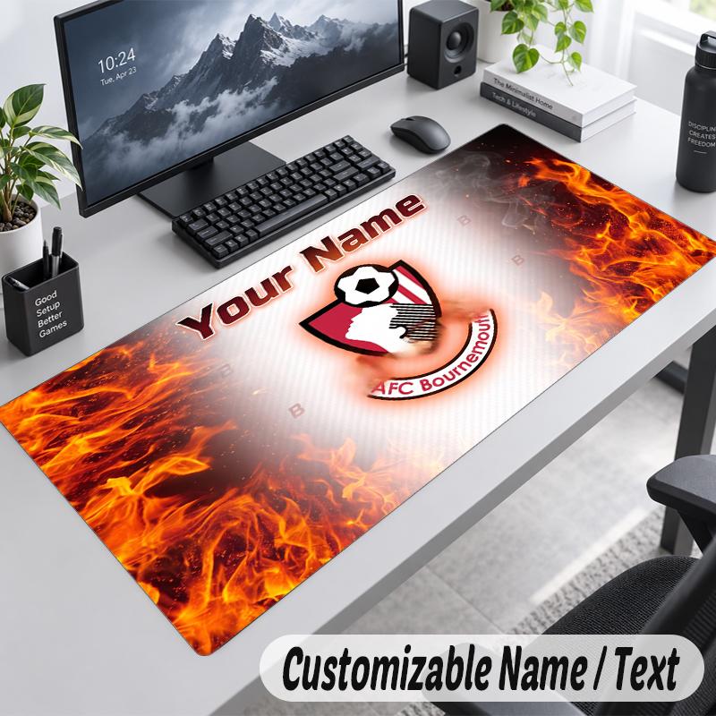 Custom Name Text Mouse Pad Bournemouth Football Personalized Desk Pad For Work And Gaming