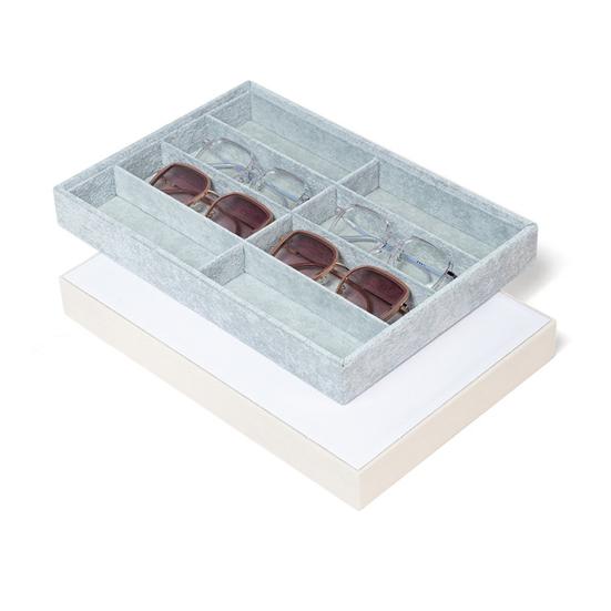 Органайзер для солнцезащитных очков, лоток, 8 ячеек, бархатный держатель для очков, коробка для хранения, штабелируемый, мужской, женский, для очков, часов, ювелирных изделий, витрина