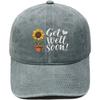 Sunflower Potted Plant Get well soon Letter Embroidered Baseball Cap Washed Vintage Daddy Hat Men and Women