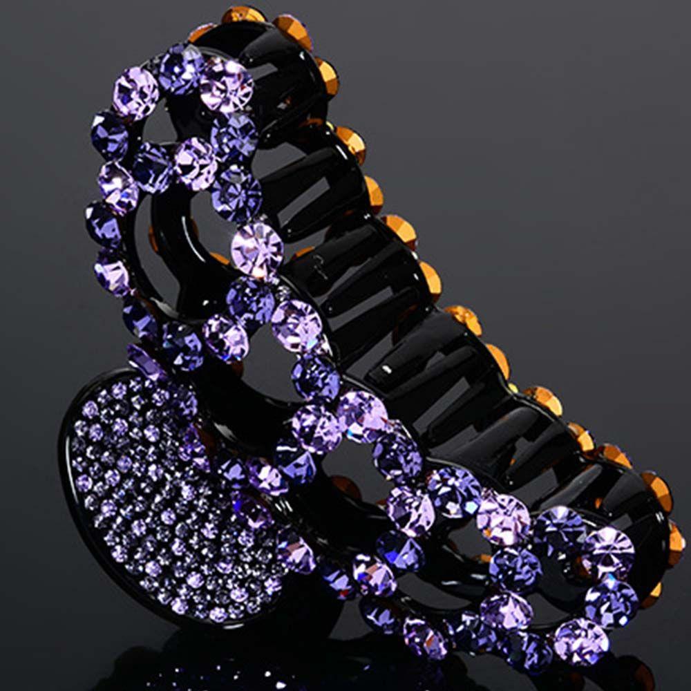 Vintage Shiny Acrylic Retro New Rhinestone Crystal Banana Grips Crab Clamp Hair Clips Hair Claws