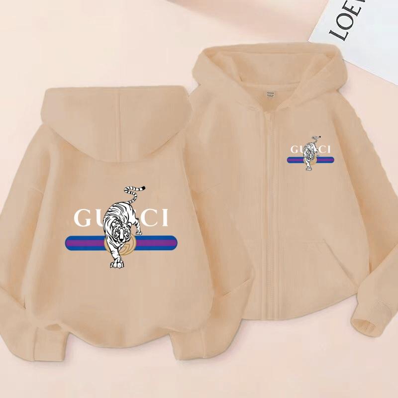 Kids Long Sleeves Cardigan Sweatshirt Girl Boy 3-12Years Hoodie Zipper Style Cute Tiger Sports Casual Fashion Loose Coat Clothes
