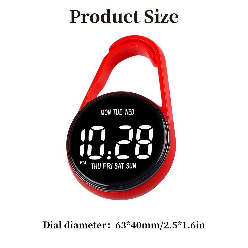 LED Electronic Hanging Watch Portable Waterproof Pocket Watch Digital Display Carabiner Luminous Pocket Watch Children/Adults