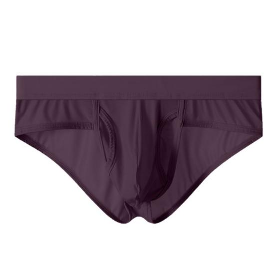 Men Briefs Mid-rise Side Opening Design Tight Cut Panties Solid Color Ice Silk Thin Perspective Breathable Smooth Underwear
