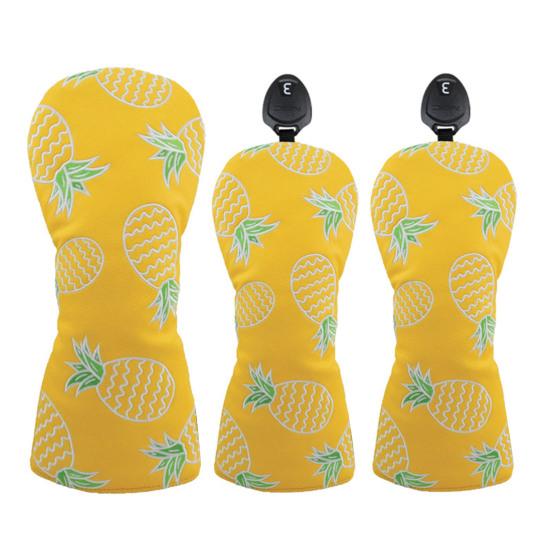 Чехлы для гольф-клюшек из искусственной кожи с принтом ананаса, защитные чехлы для головок паттеров, устойчивые к пятнам