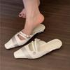 Band Design Sandals Women 2025 Summer Woman Slipper Low Heel Elegant Dress Shoes Shallow Comfort Slides Narrow