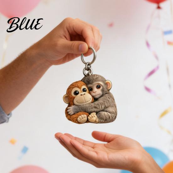 Durable Keychain Little Monkey Pocket Hug Token Cute Holding Plush Toy with Card Inspirational Keepsake for Friends Family Emotional Support