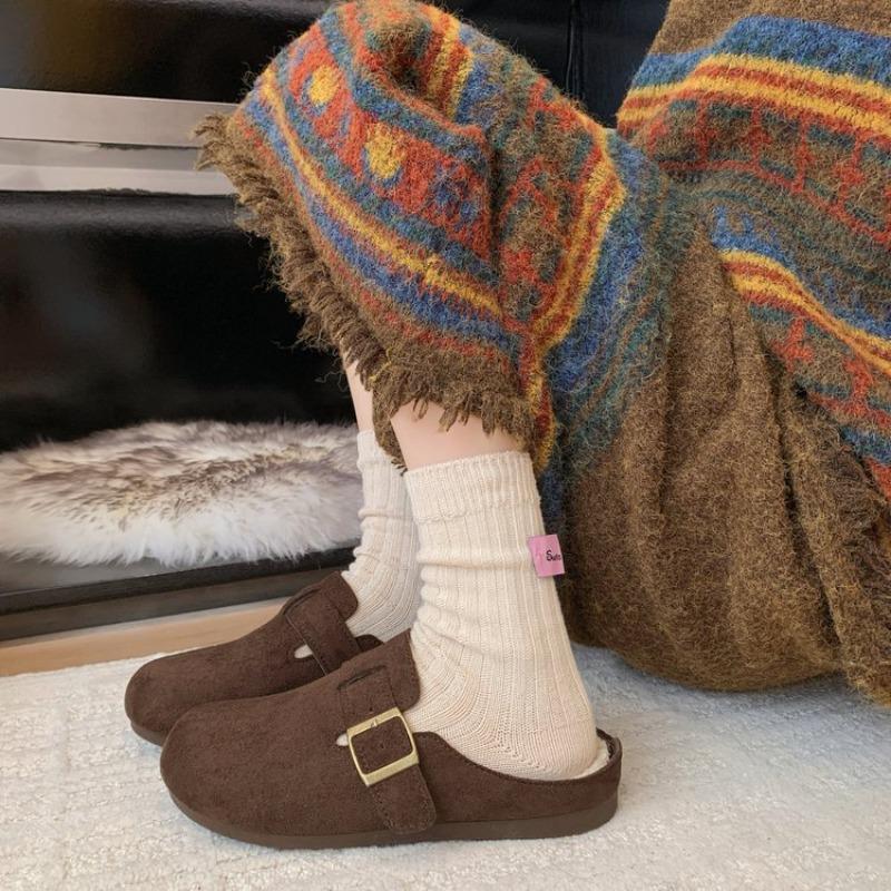 Новые осенне-зимние ретро туфли-буркен, полушлепанцы, женская обувь на одну ногу, повязка на голову, увеличивающая рост