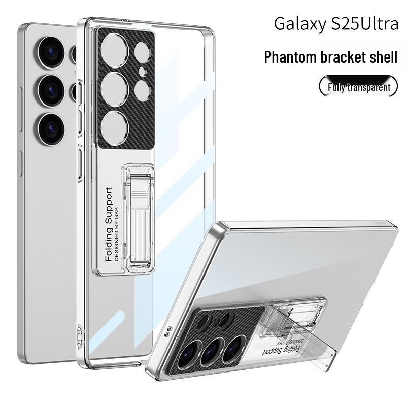 Чехол для Samsung S25 Ultra: Прозрачный, Ультратонкий Позолоченный Фантом с Точными Отверстиями и Подставкой