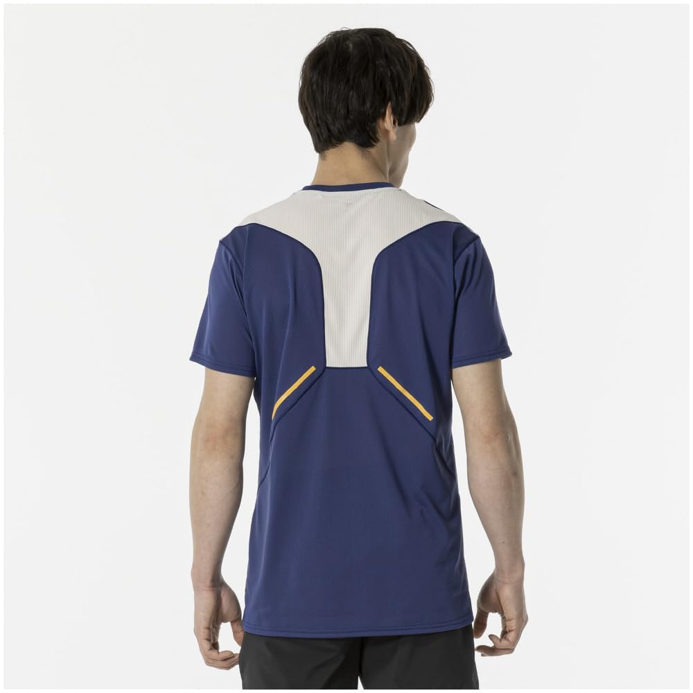 Mizuno Running Wear Dry Aeroflow Aurora Short Sleeve Highly Breathable Reflective Print J2MAB004 Estate Blue T-Shirt Men's