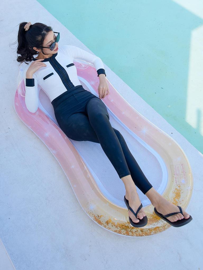 Mesh Backrest Recliner Inflatable Floating Chair with Sequin Design