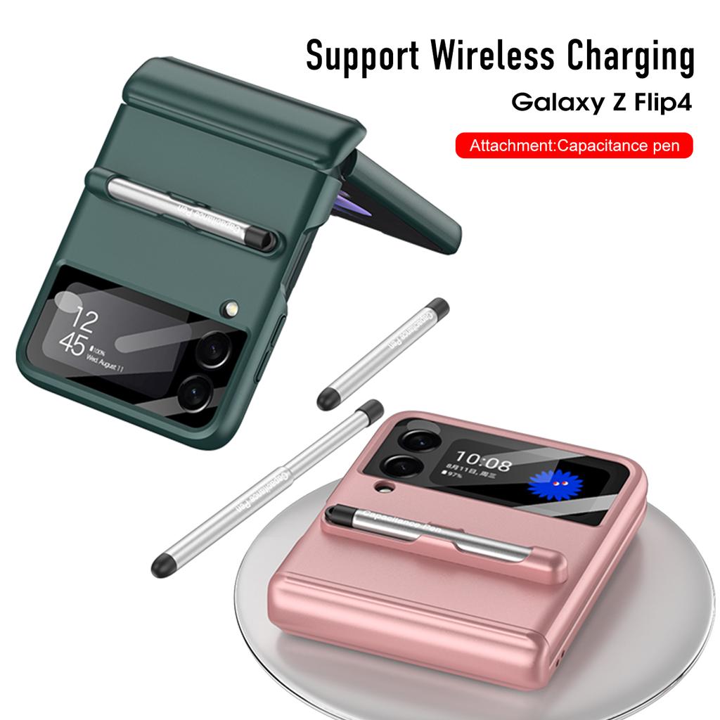 Для Samsung Galaxy Z Flip 4 чехол-мембрана, встроенный универсальный магнитный складной жесткий чехол с емкостной ручкой