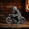 3D Printed Resin Model Skull Motorcycle Rider Statue, Cool Gothic Biker Skeleton Halloween Party Decoration Figurine, Motorbike Sculpture Desktop Car