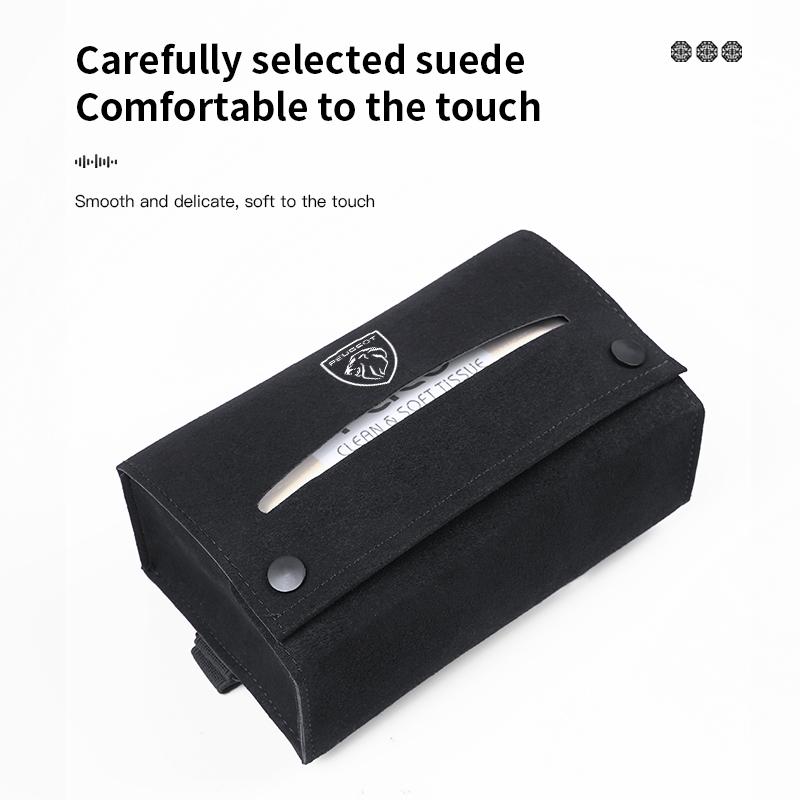 Car Interior Seat Back Sunshade Tissue Bag Hub Cap Suede Accessories For Peugeot 5008 508 408 4008 308 3008 208 2008 Landtrek