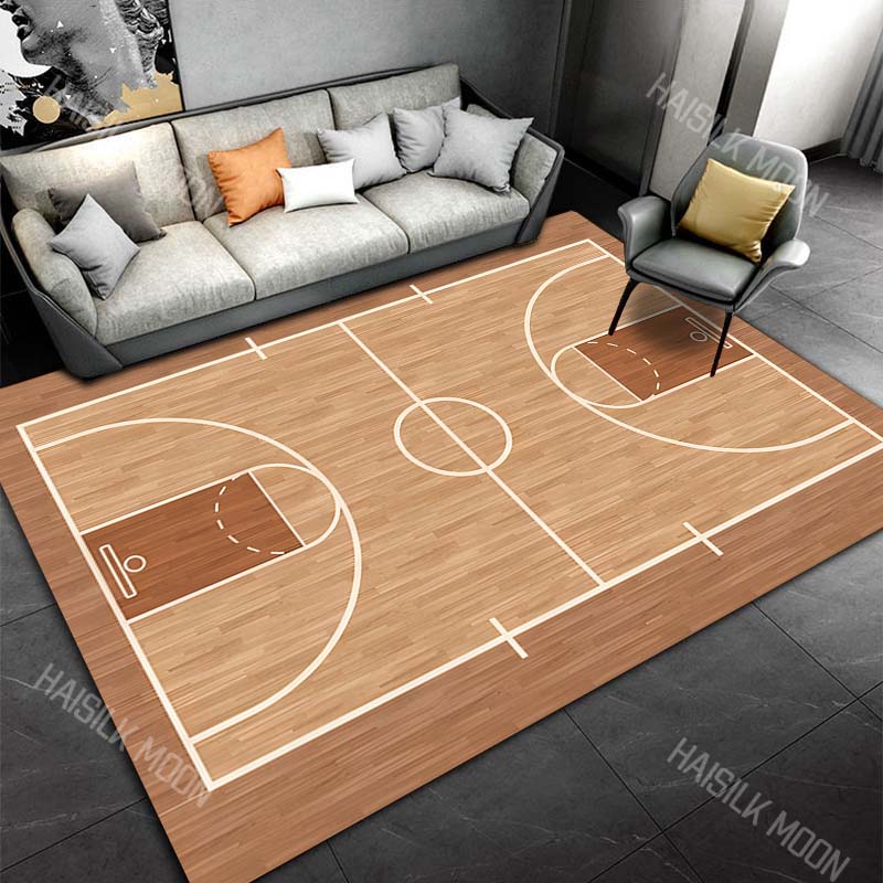 Basketball court wooden flooring Print Carpet Rug for Living Room Bedroom Sofa Doormat Home Decor Non-slip Floor Mat