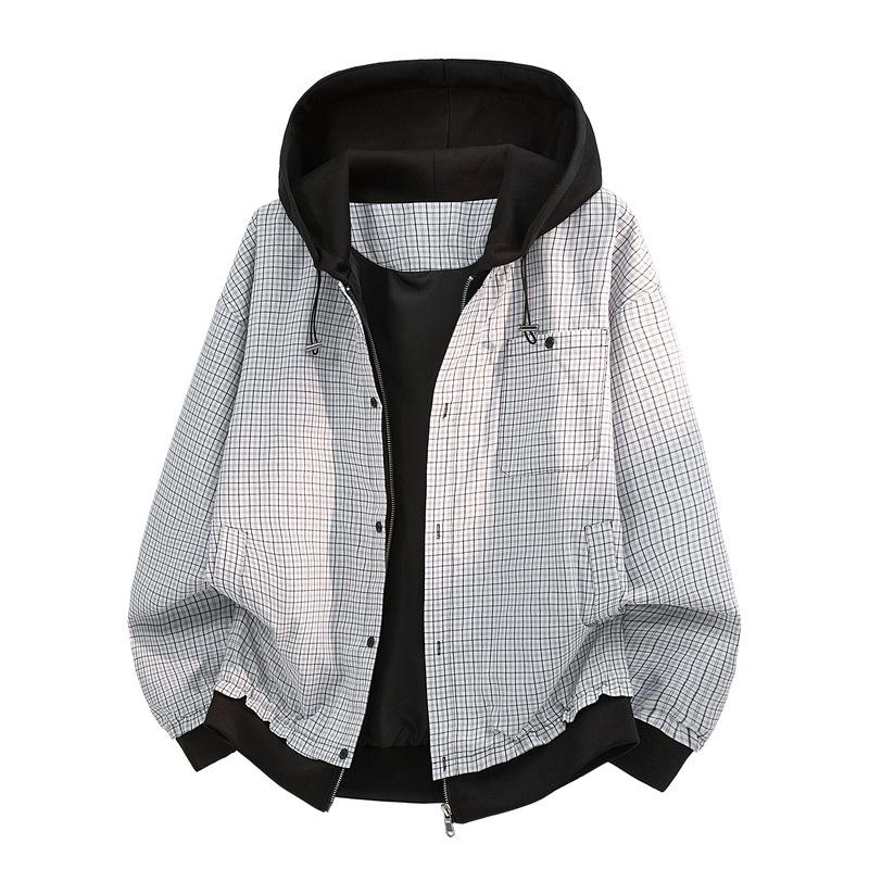 Unisex Trendy Hooded Faux Two-Piece Jacket for Youthful Style