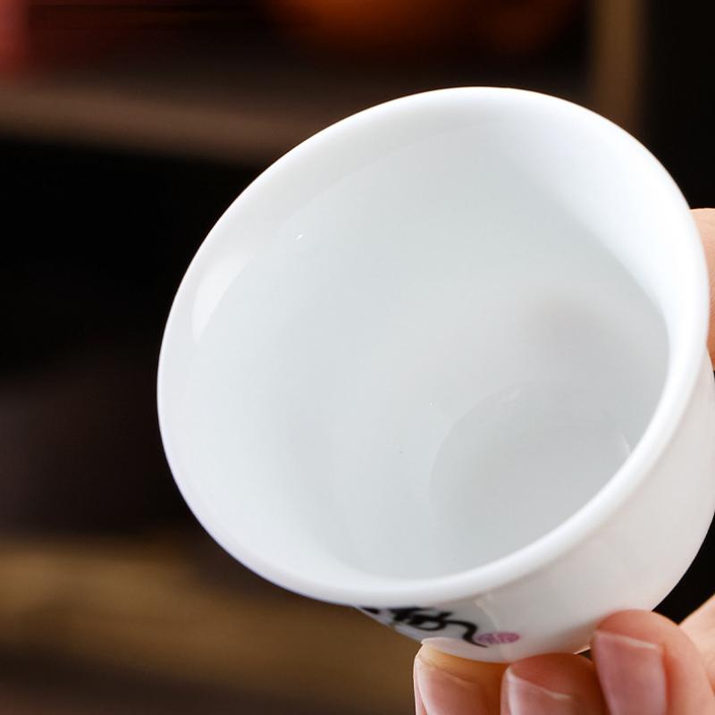 Изысканная белая фарфоровая чашка для чая кунг-фу 1 шт., китайские чайные наборы, чайная утварь, набор китайских чайных чашек, дорожная чаша для чая кунг-фу