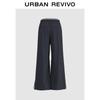 UR Women's Casual Plaid Patchwork Drawstring Wide-Leg Pants
