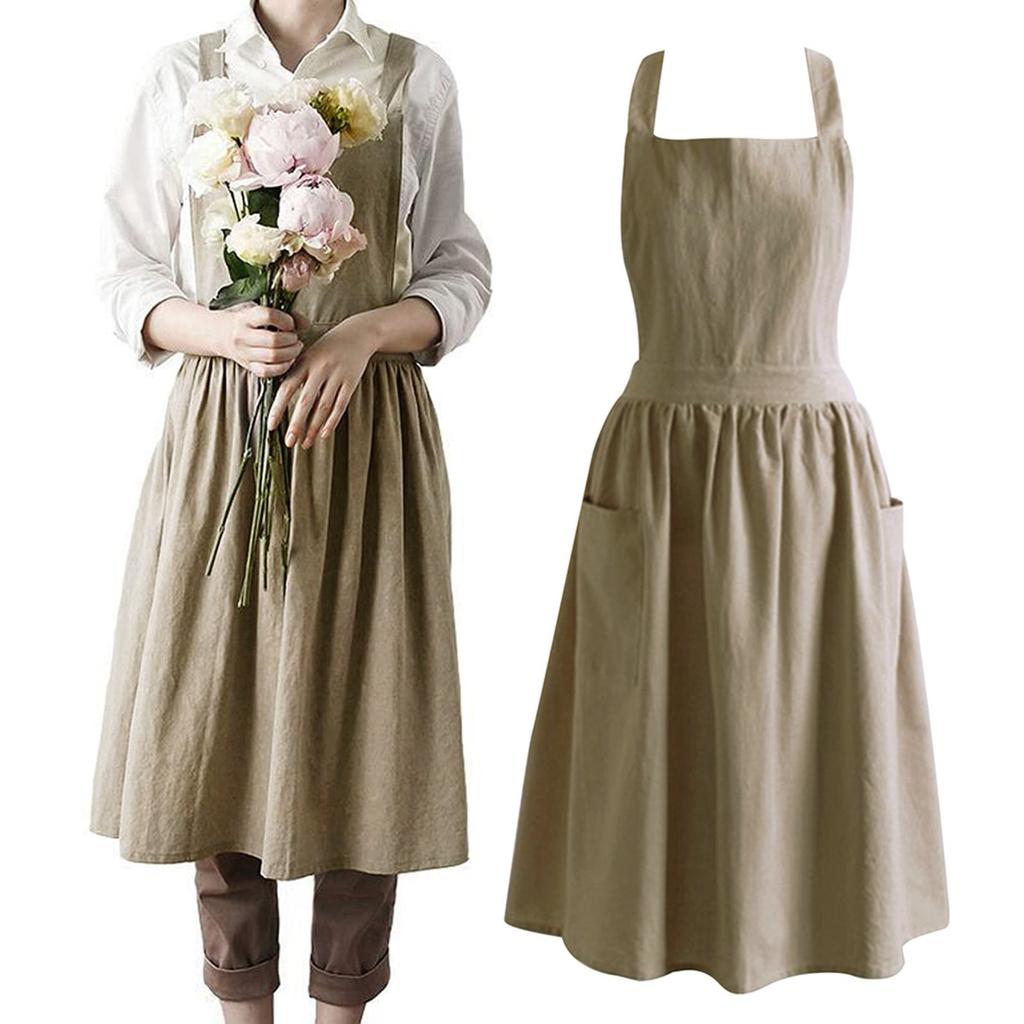 Soft Cotton Kitchen Cooking Apron With Cross Back For Cooking Catering Work Commercial Restaurant The Size Can Be Customized