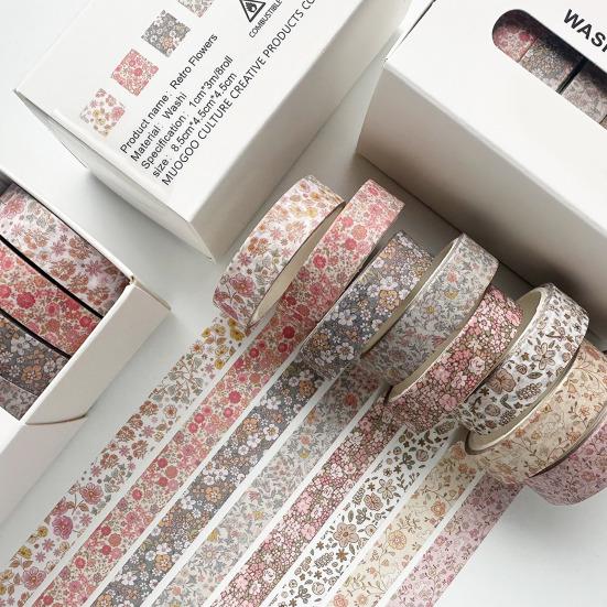 8 Rolls Retro Washi Tape Set Vintage Decorative Masking Tape for Scrapbooking Journaling Supplies DIY Crafts Gift Wrapping