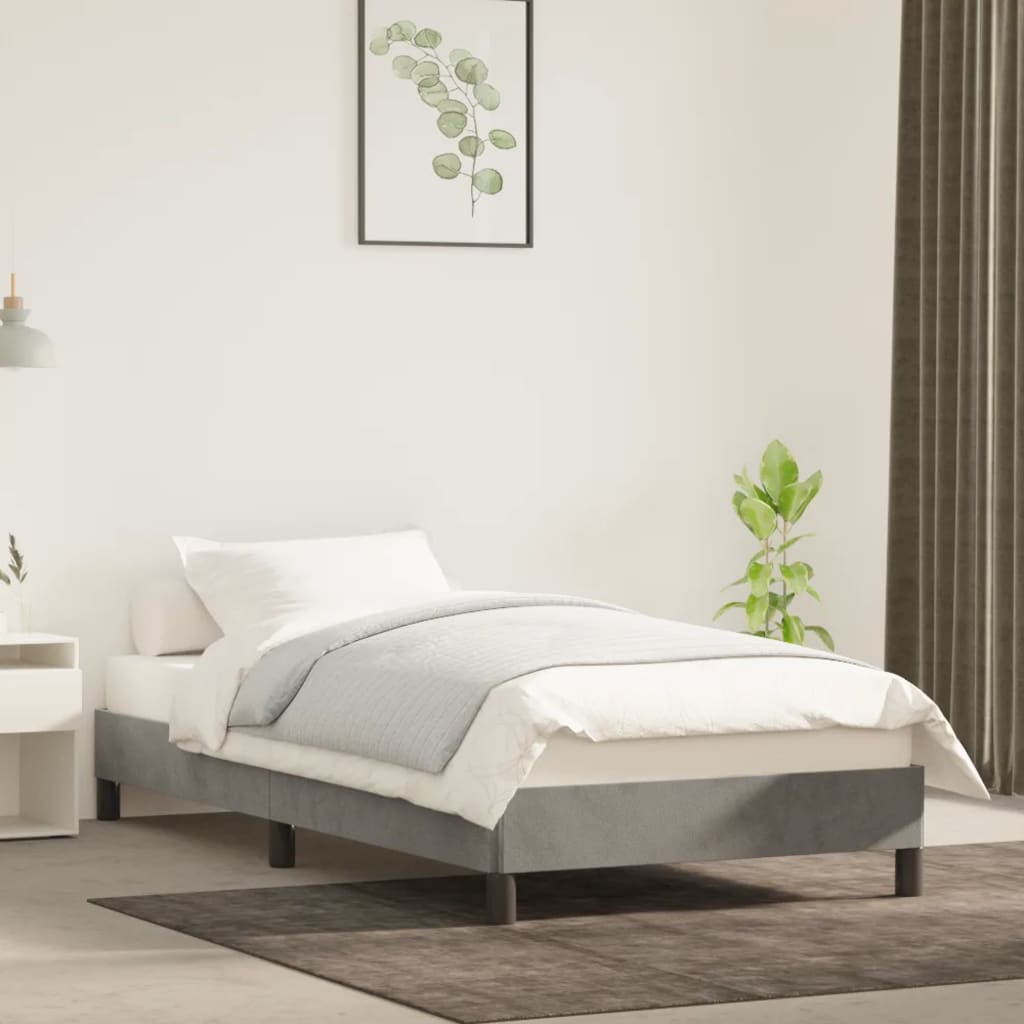 Bed Frame without Mattress Light Grey 100 x 200 cm Velvet