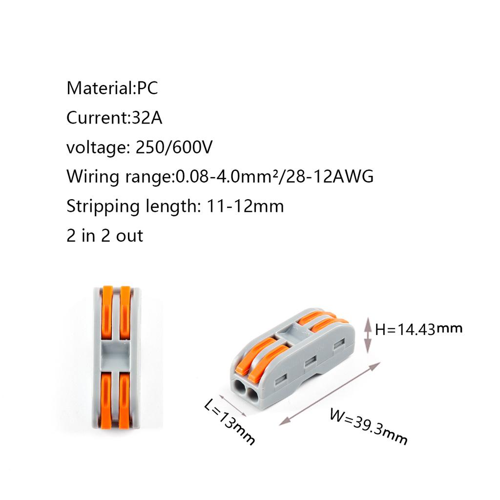 5X 10X Quick Wiring Connector Universal Compact Electric 0.08-4mm² Wire Connectors Conductor Splitter Terminal Blocks PCT-225